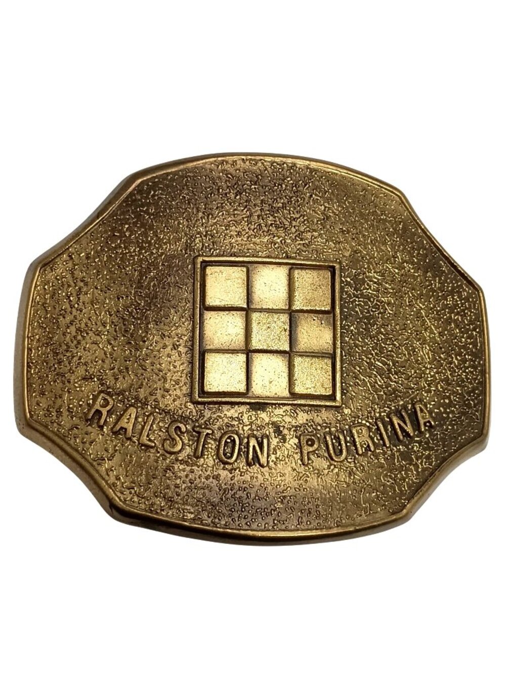 Vintage Ralston Purina Brass Belt Buckle 3" Investment Cast By GPSC